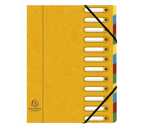 Trieur HARMONIKA® à fenêtres avec élastiques véritable carte lustrée 12 compartiments