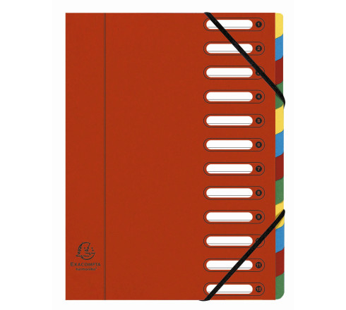 Trieur HARMONIKA® à fenêtres avec élastiques véritable carte lustrée 12 compartiments