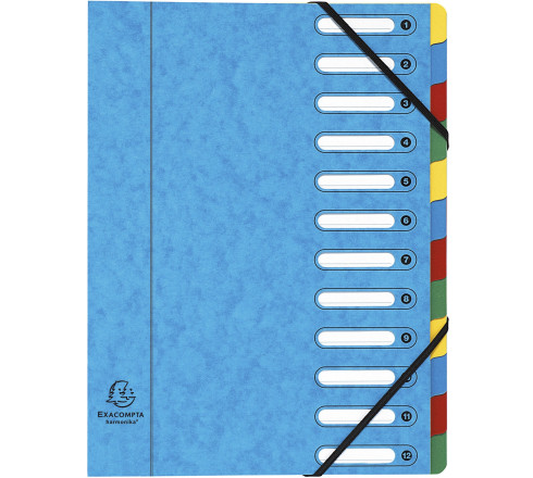 Trieur HARMONIKA® à fenêtres avec élastiques véritable carte lustrée 12 compartiments