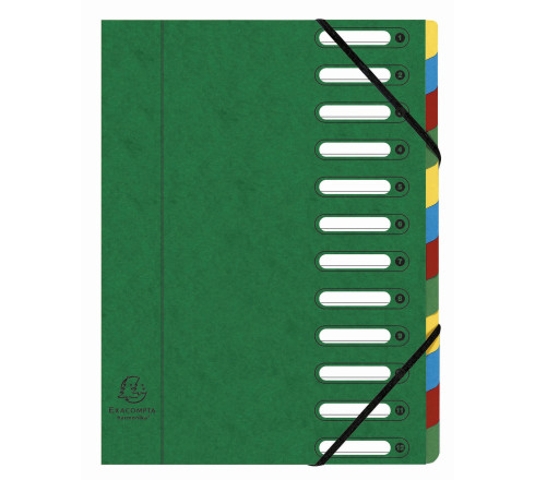 Trieur HARMONIKA® à fenêtres avec élastiques véritable carte lustrée 12 compartiments