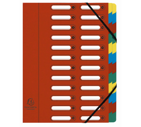 Trieur HARMONIKA® à fenêtres avec élastiques véritable carte lustrée 24 compartiments