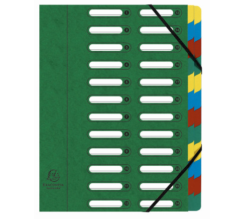 Trieur HARMONIKA® à fenêtres avec élastiques véritable carte lustrée 24 compartiments
