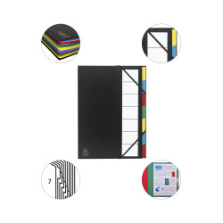 Trieur rigide ordonator dos extensible 7 compartiments noir