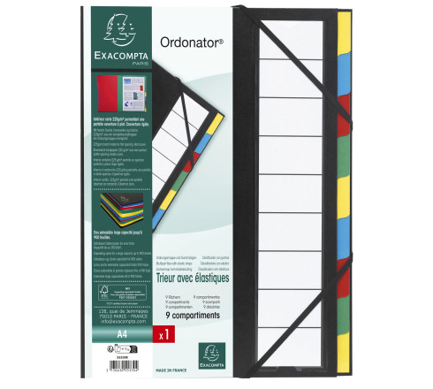 Trieur rigide ordonator dos extensible 9 compartiments