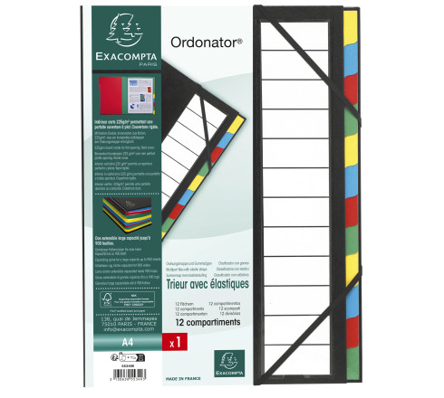 Trieur rigide Ordonator dos extensible 12 compartiments