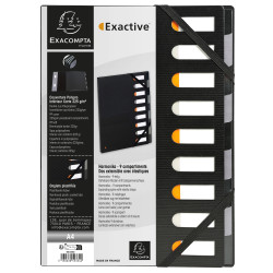 Trieur rigide HARMONIKA® Exactive® dos extensible 9 compartiments noir