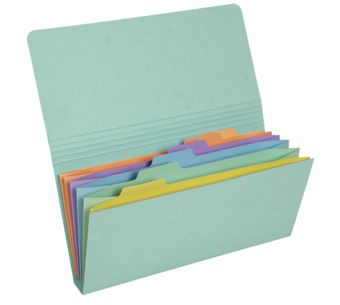 Pochette trieur carte multicolore 6 compartiments Aquarel - 26x13cm
