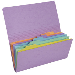 Pochette trieur carte multicolore 6 compartiments Aquarel - 26x13cm