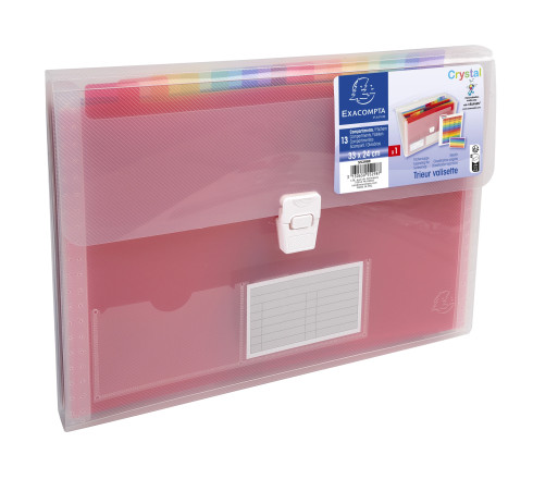 Trieur valisette polypropylène 13 compartiments Crystal - 33x25cm
