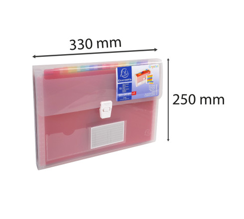 Trieur valisette polypropylène 13 compartiments Crystal - 33x25cm