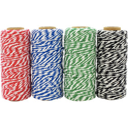 Lot de 4 bobines fils coton 50 mètres bicolores coloris assortis