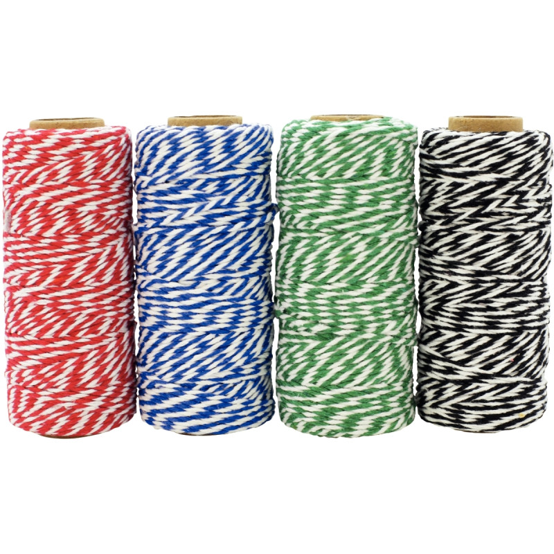 Lot de 4 bobines fils coton 50 mètres bicolores coloris assortis