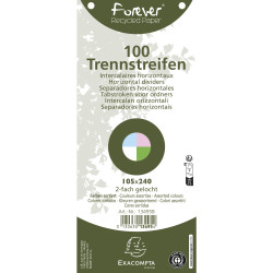 Paquet 100 fiches intercalaires horizontales unies perforées Forever - 105x240mm