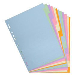 Intercalaires carte pastel 170g Forever 12 positions - A4