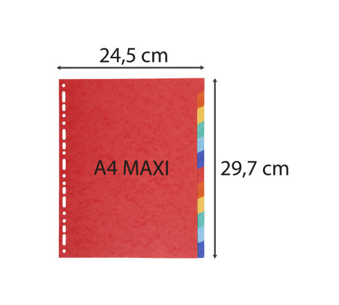 Intercalaires carte 220g 12 positions - A4 maxi