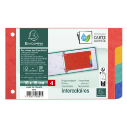 Intercalaires pour fiches bristol carte lustrée 225g/m2 4 positions - 100x150mm