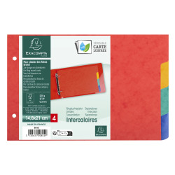 Intercalaires pour fiches bristol carte lustrée 225g/m2 4 positions - A5 148x210mm