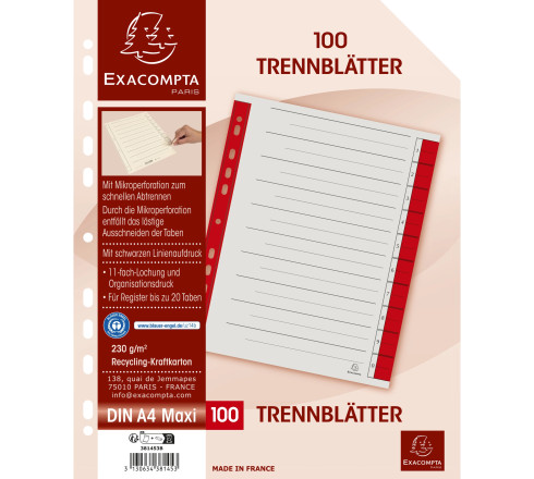 Intercalaire carton microperforé