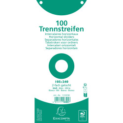 Paquet 100 fiches intercalaires horizontales unies perforées - 105x240mm