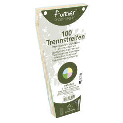 Paquet 100 fiches intercalaires trapézoïdales unies perforées Forever - 105x240mm