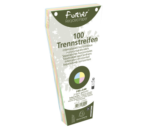 Paquet 100 fiches intercalaires trapézoïdales unies perforées Forever - 105x240mm