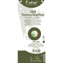 Paquet 100 fiches intercalaires trapézoïdales unies perforées Forever - 105x240mm
