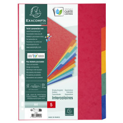 Intercalaires carte lustrée 225g 5 positions - A4