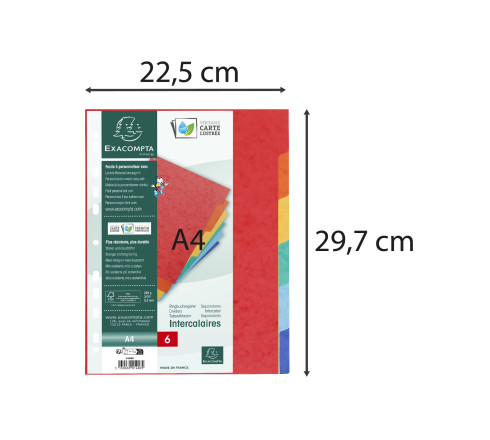 Intercalaires carte lustrée 225g 6 positions - A4