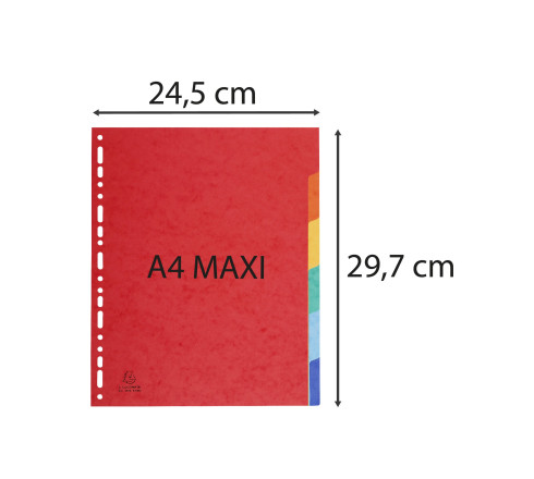 Intercalaires carte lustrée 225g 6 positions - A4 maxi