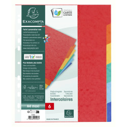 Intercalaires carte lustrée 225g 6 positions - A4 maxi