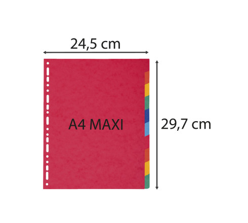 Intercalaires en véritable carte lustrée souple 225g/m2 FSC® avec 10 onglets neutres