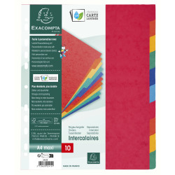Intercalaires en véritable carte lustrée souple 225g/m2 FSC® avec 10 onglets neutres