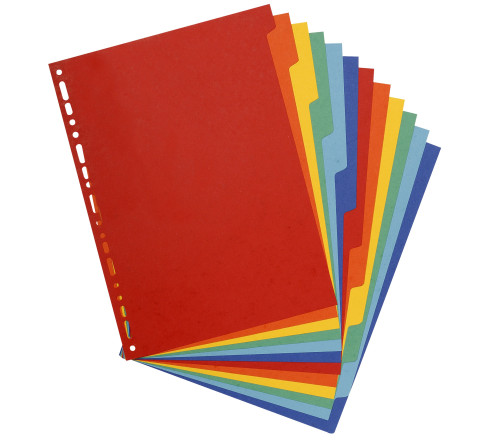 Intercalaires carte lustrée 400g 12 positions - A4 maxi