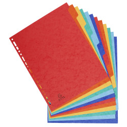Intercalaires carte lustrée 400g 12 positions - A4 maxi