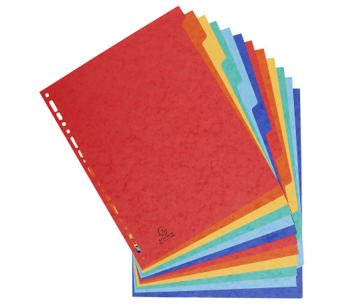 Intercalaires carte lustrée 400g 12 positions - A4 maxi