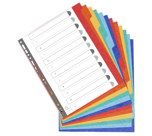 Intercalaires carte lustrée 400g 12 positions - A4 maxi