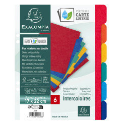 Intercalaires carte lustrée 225g 6 positions - format écolier 17x22cm