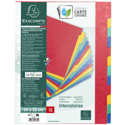 Intercalaires carte lustrée 225g 12 positions - format 24x32cm