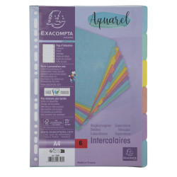 Intercalaires carte lustrée 400g/m2 Aquarel 6 positions - A4