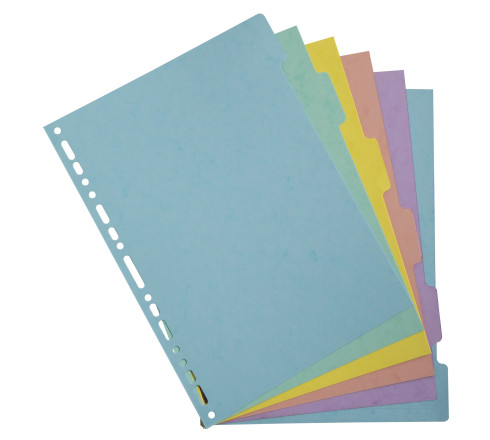 Intercalaires carte lustrée 400g/m2 Aquarel 6 positions - A4