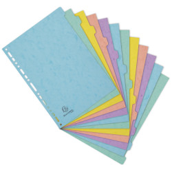 Intercalaires carte lustrée 400g/m2 Aquarel 12 positions - A4