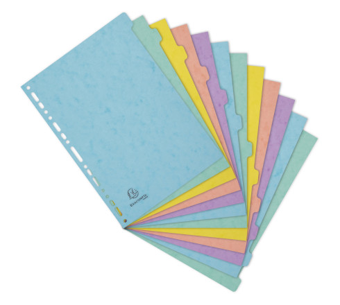 Intercalaires carte lustrée 400g/m2 Aquarel 12 positions - A4