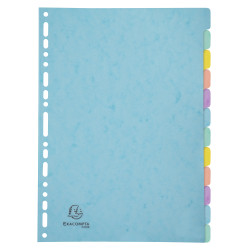 Intercalaires carte lustrée 400g/m2 Aquarel 12 positions - A4