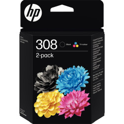 HP 308 pack de 2 cartouches d'encre noire et trois couleurs authentiqu