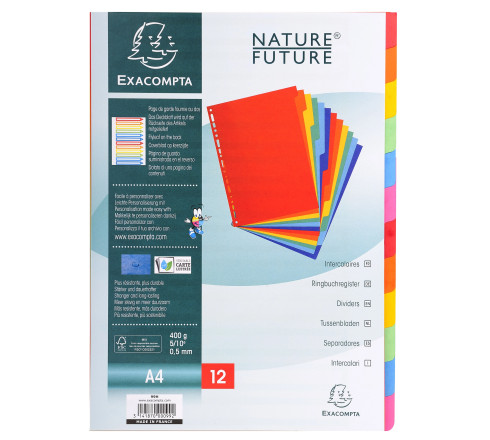 Intercalaires carte lustrée 400g 12 positions - A4
