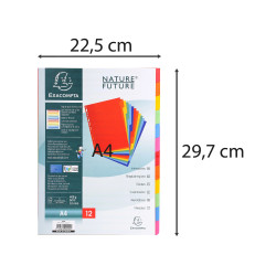 Intercalaires carte lustrée 400g 12 positions - A4