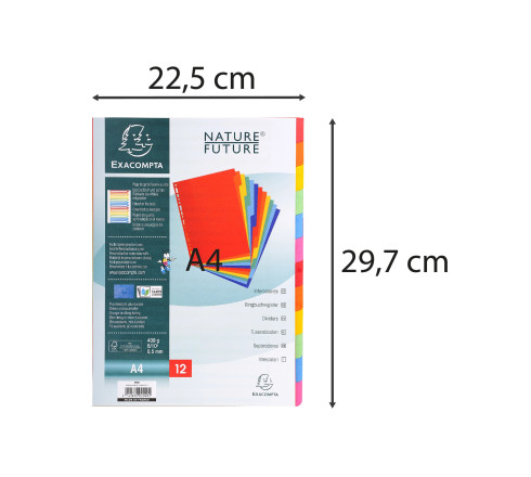 Intercalaires carte lustrée 400g 12 positions - A4