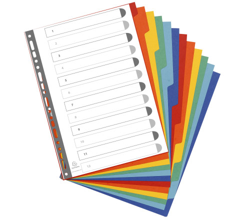 Intercalaires carte lustrée 400g 12 positions - A4