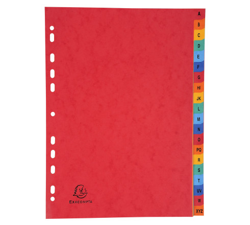Intercalaires carte lustrée avec onglets imprimés alphabétiques 20 positions AZ - A4