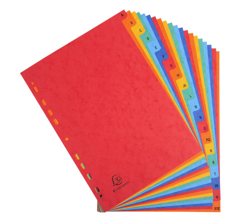 Intercalaires carte lustrée avec onglets imprimés alphabétiques 20 positions AZ - A4